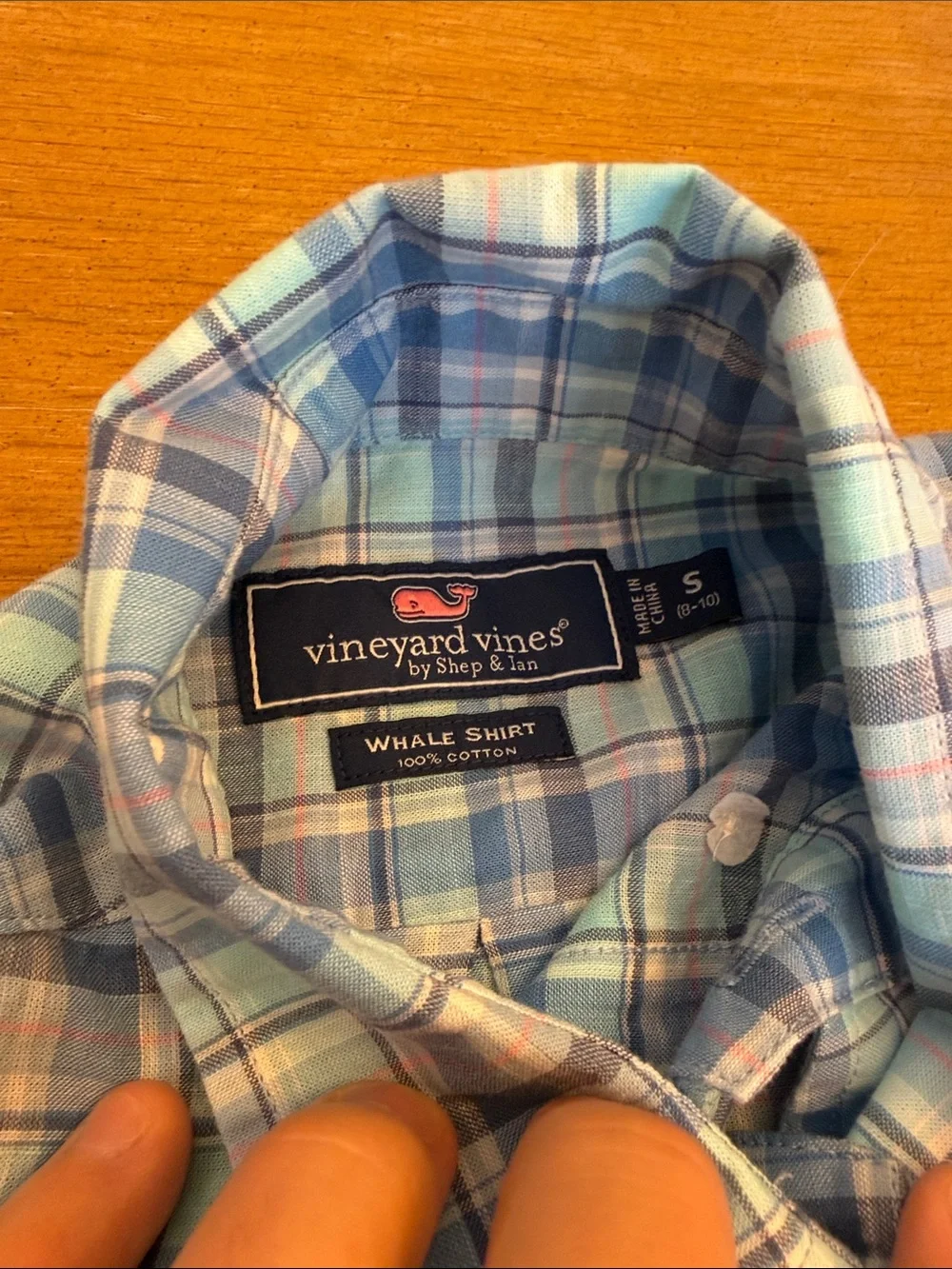 Vineyard Vines Blue and White Plaid Button-Down Shirt